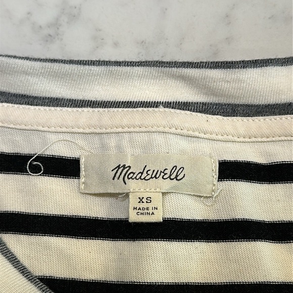 Madewell Striped Retreat Dress Black White Tee Shirt Cotton Size Extra Small XS - Picture 3 of 5